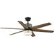 Carrollwood 56 inch Matte Black with Chestnut/Matte Black Blades Ceiling Fan
