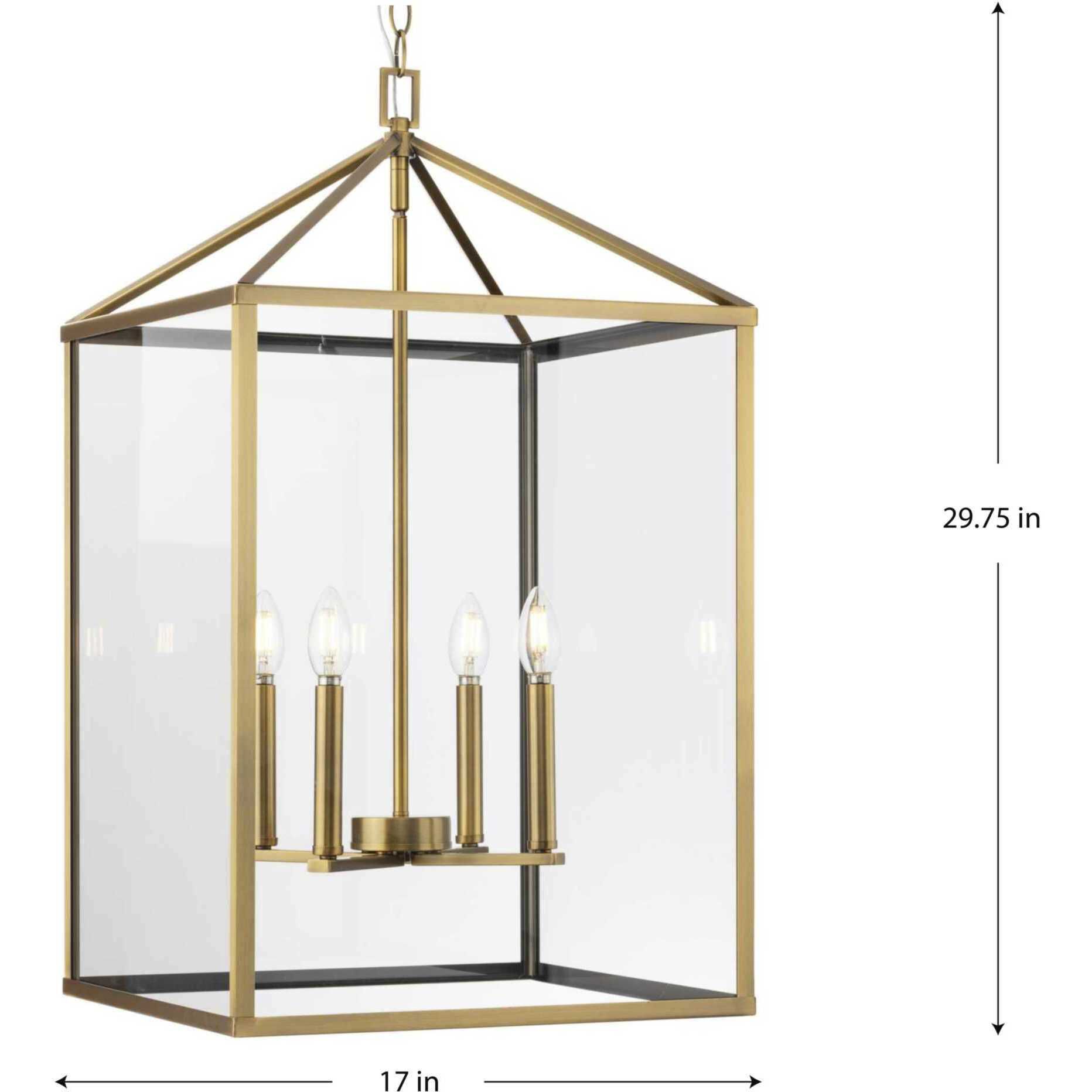 Hillcrest 4 Light 17 inch Vintage Brass Foyer Light Ceiling Light
