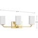 Cowan 3 Light 24 inch Satin Brass Bath Vanity Wall Light
