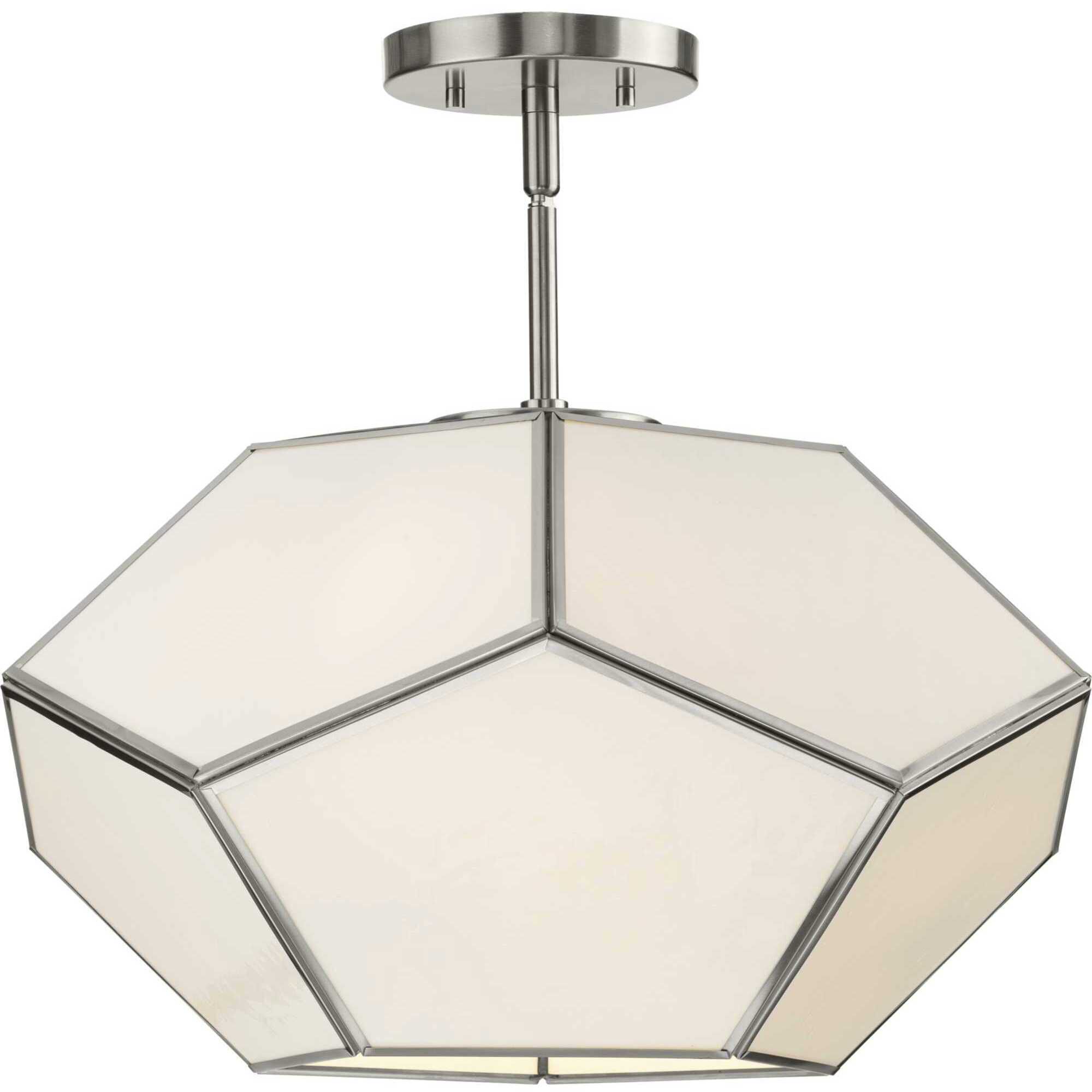 Latham 3 Light 18 inch Brushed Nickel Semi-Flush Mount Ceiling Light
