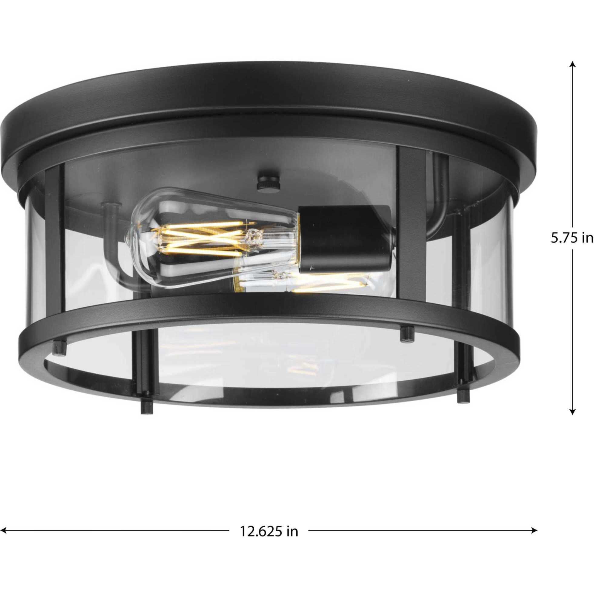 Gunther 2 Light 12.63 inch Matte Black Flushmount Ceiling Light