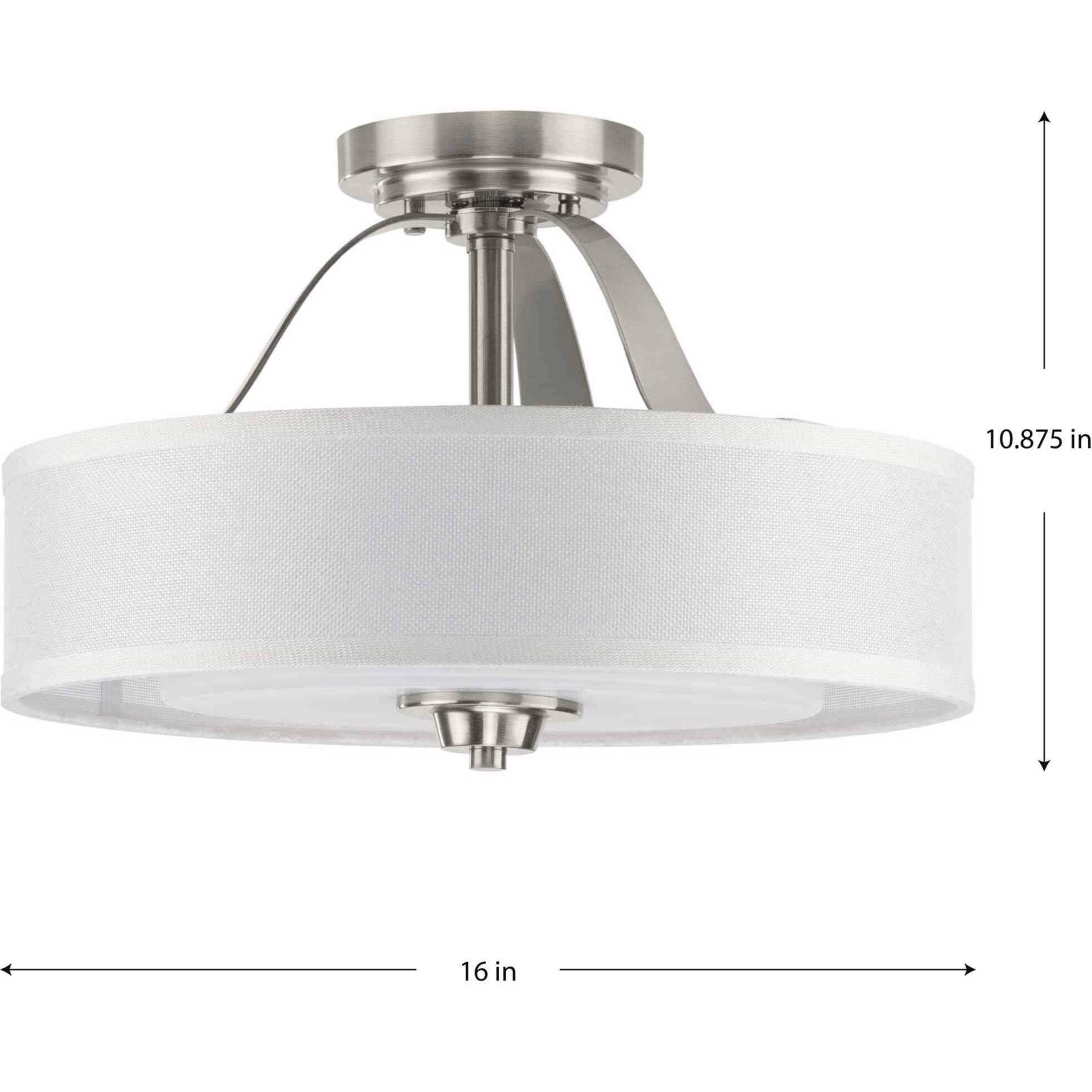 Kene 2 Light 16 inch Brushed Nickel Semi-Flush Mount Convertible Ceiling Light