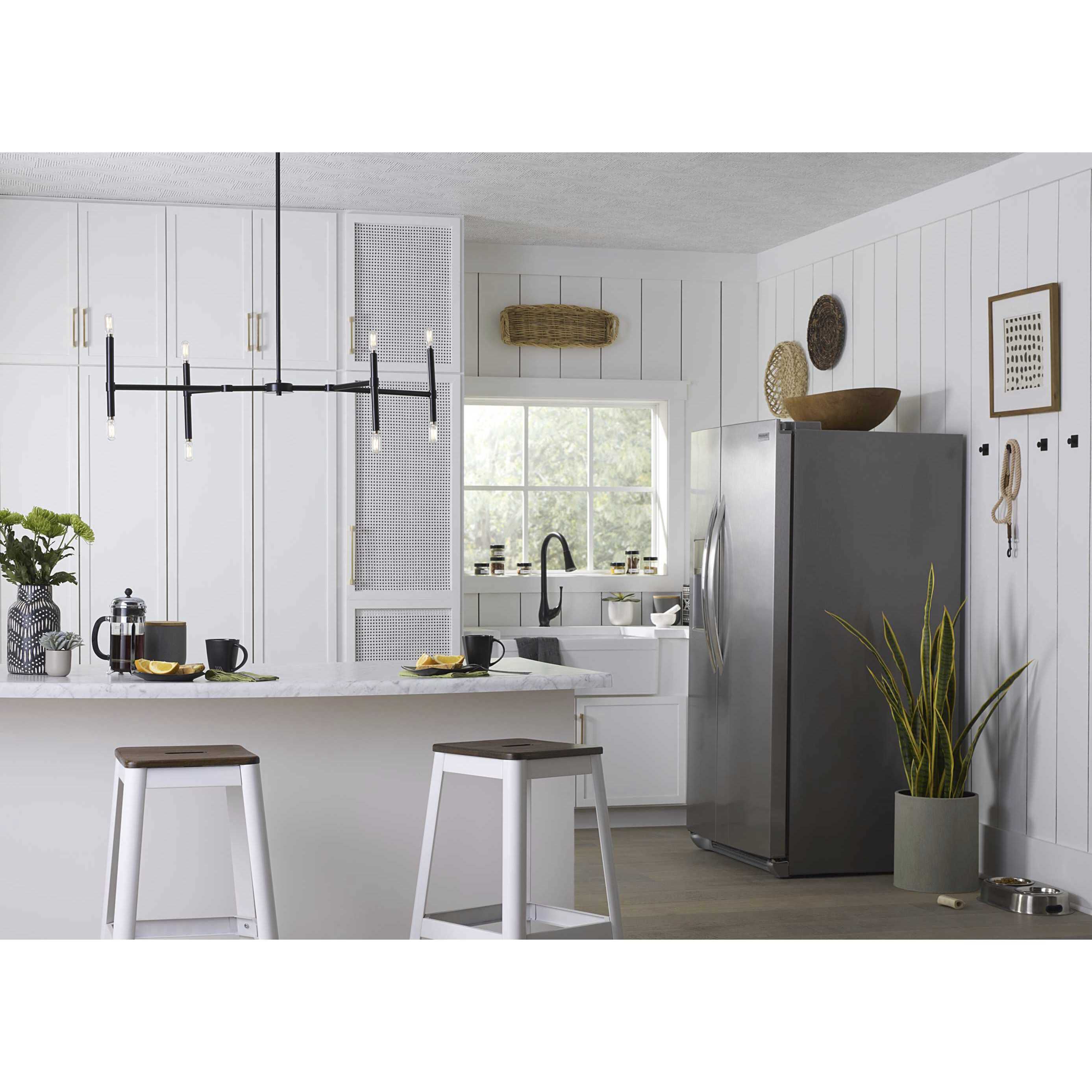 Arya 8 Light 40 inch Matte Black Linear Chandelier Ceiling Light, Design Series