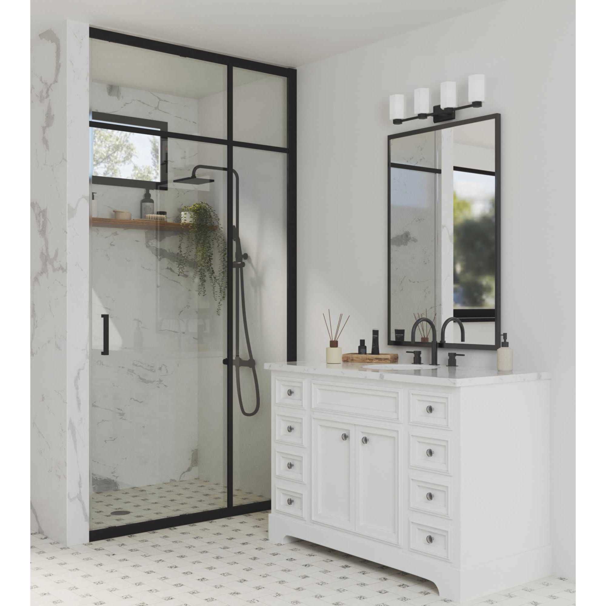 Estrada 4 Light 31.25 inch Matte Black Bathroom Vanity Light Wall Light