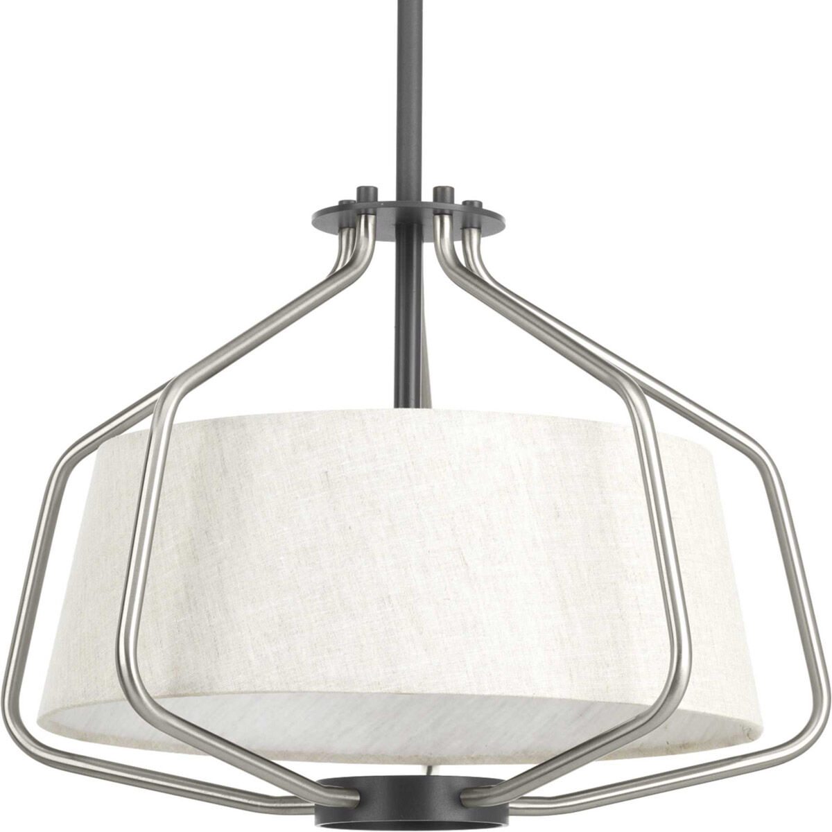 Hangar 2 Light 16 inch Brushed Nickel Semi-Flush Mount Convertible Ceiling Light, Design Series