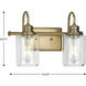 Aiken 2 Light 15 inch Vintage Brass Bath Vanity Wall Light