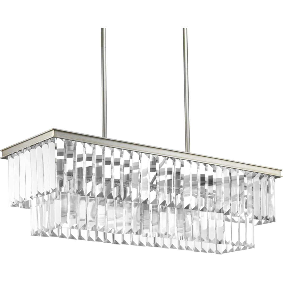 Glimmer 4 Light 34 inch Silver Ridge Linear Chandelier Ceiling Light, Design Series