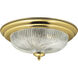 Clear Swirled Glass 3 Light 15 inch Polished Brass Close-to-Ceiling Ceiling Light