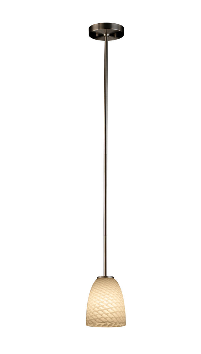 Fusion 1 Light 4 inch Brushed Nickel Pendant Ceiling Light in Cord, Weave, Tapered Cylinder, Incandescent