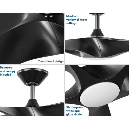 Vernal 60 inch Black Outdoor Smart Ceiling Fan, Progress LED
