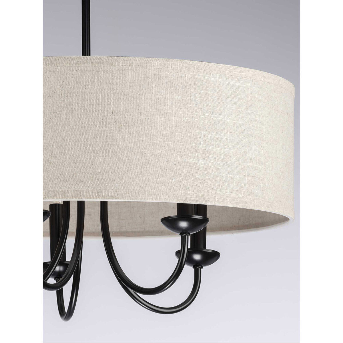 Drum Shade 5 Light 22 inch Matte Black Chandelier Ceiling Light