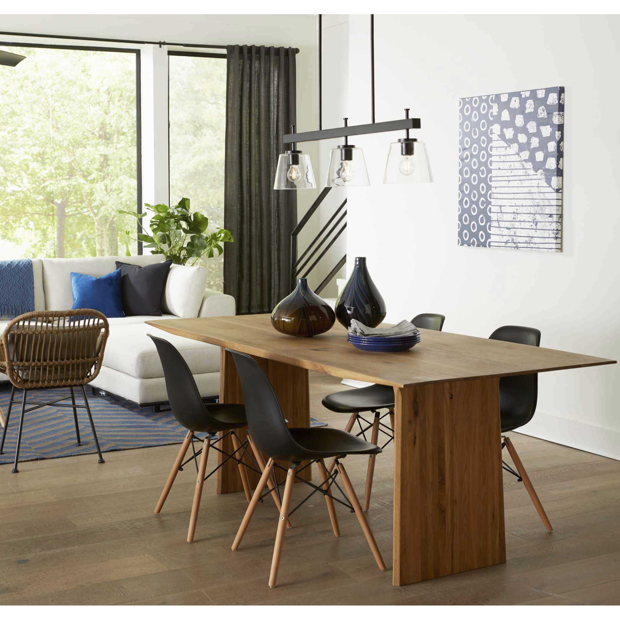 Saffert 3 Light 40 inch Matte Black Linear Chandelier Ceiling Light, Design Series