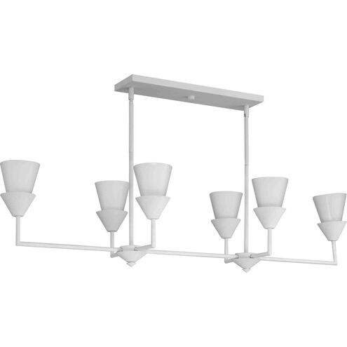 Pinellas 6 Light 50 inch White Plaster Linear Chandelier Ceiling Light, Design Series