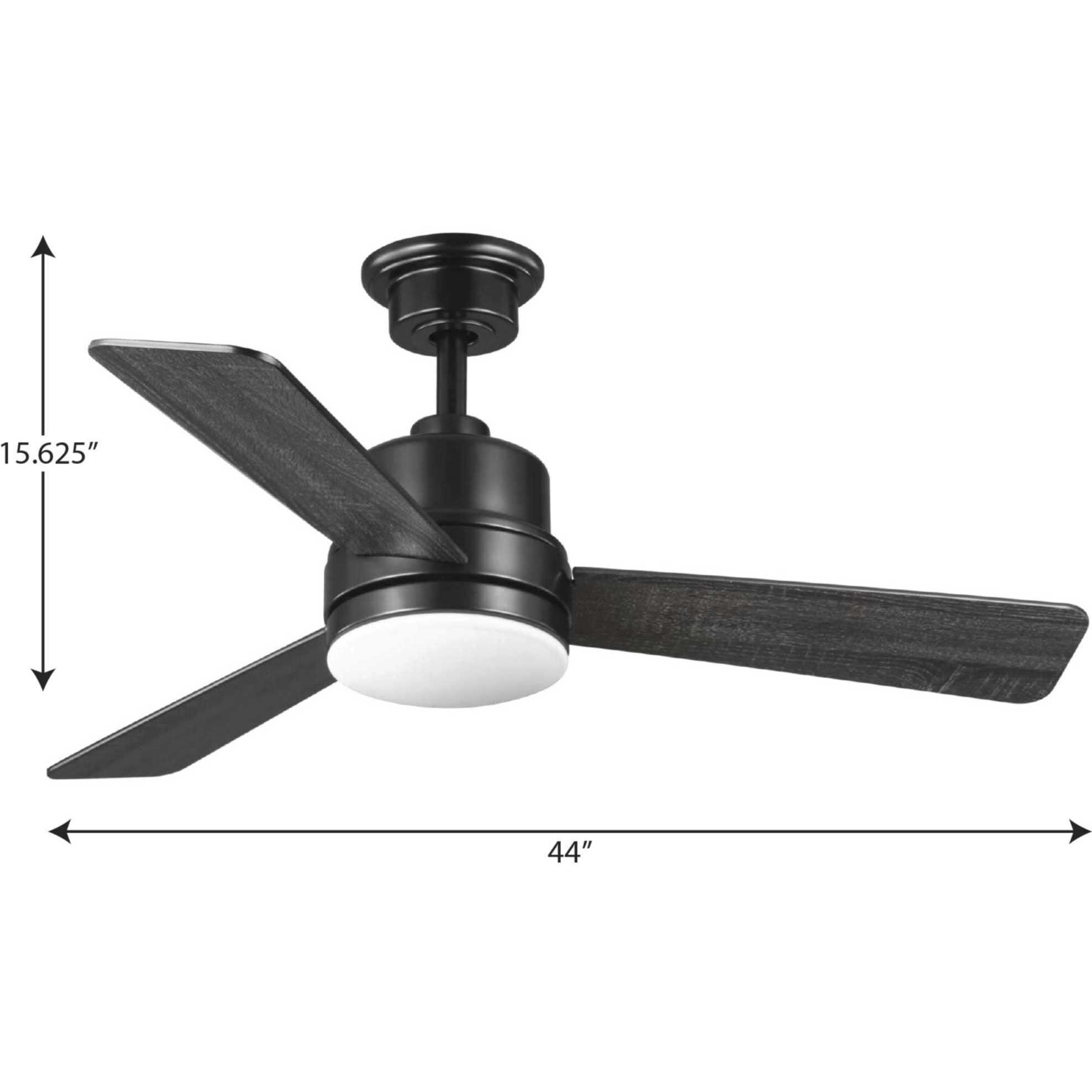 Trevina II 44 inch Black with Matte Black Blades Ceiling Fan, Progress LED