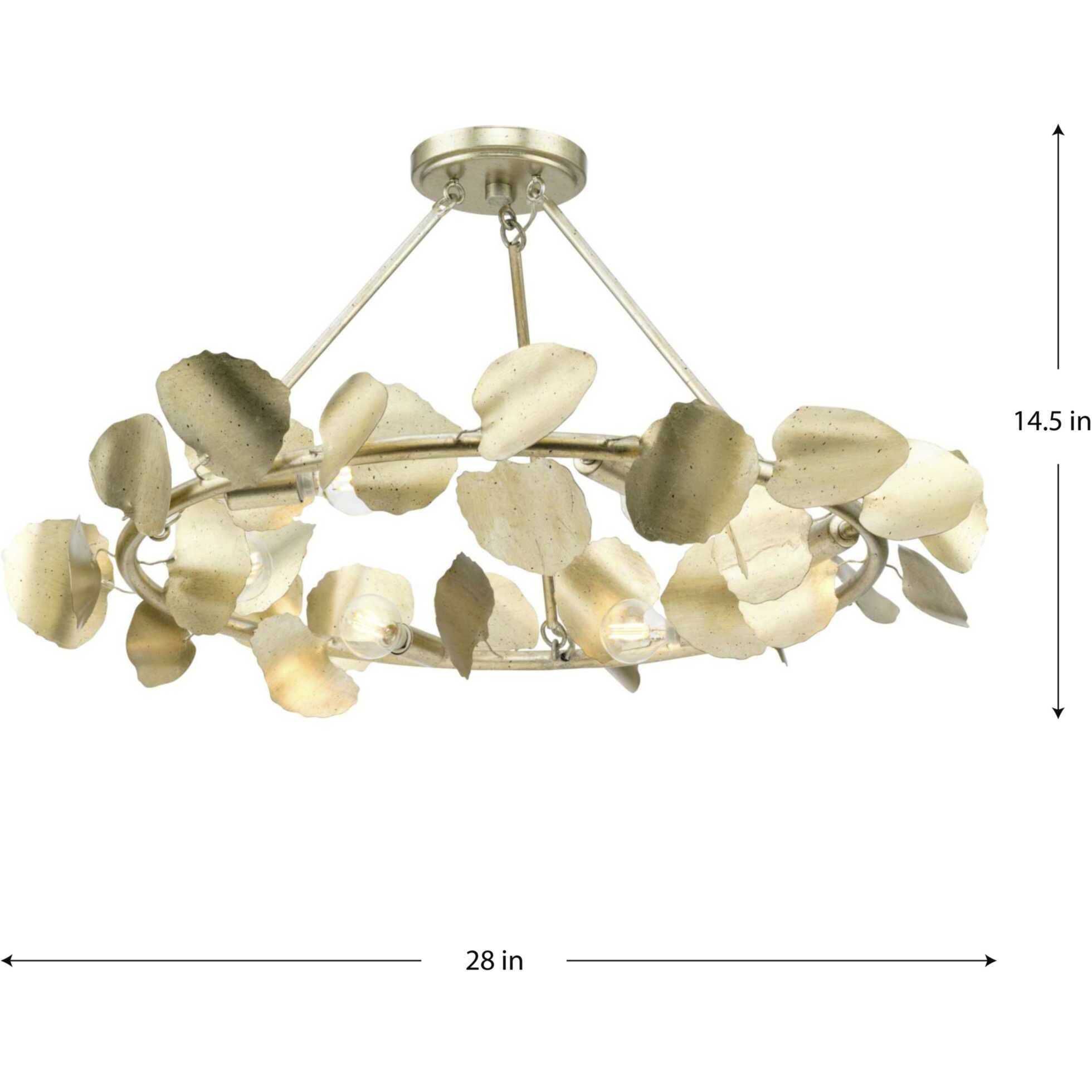 Laurel 6 Light 28 inch Gilded Silver Semi-Flush Mount Ceiling Light, Design Series