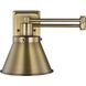 Hinton 12 inch 60.00 watt Vintage Brass Swing Arm Wall Light