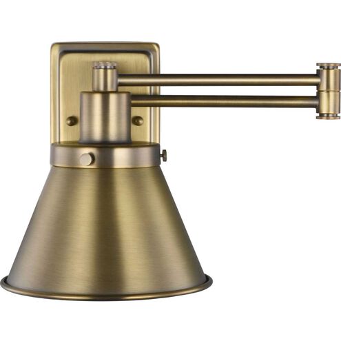 Hinton 12 inch 60.00 watt Vintage Brass Swing Arm Wall Light