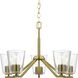 Vertex 5 Light 22.5 inch Brushed Gold Chandelier Ceiling Light