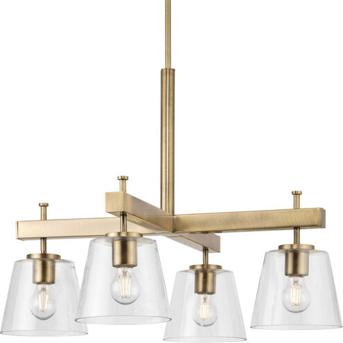 Saffert 4 Light 29 inch Vintage Brass Chandelier Ceiling Light, Design Series