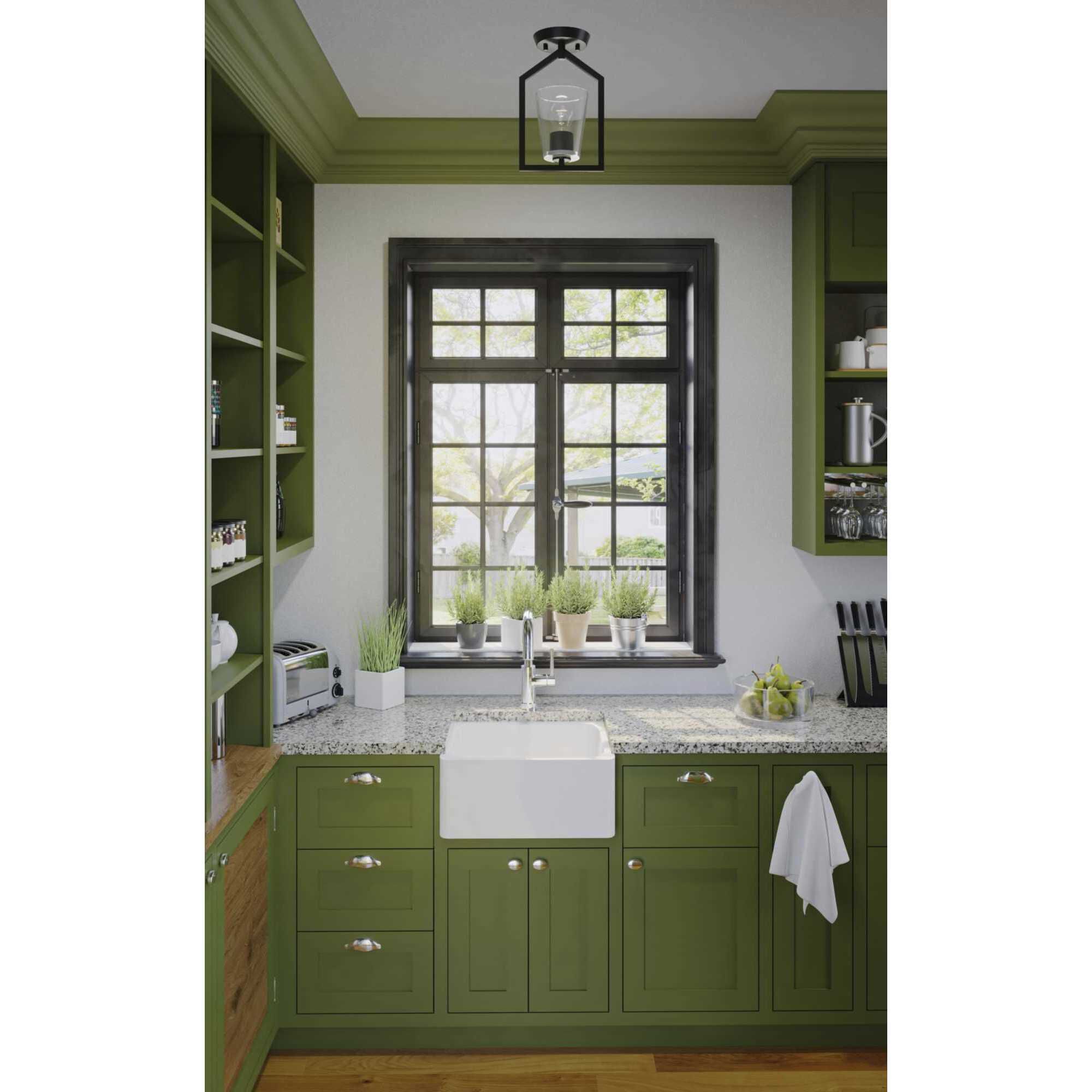 Vertex 1 Light 5 inch Matte Black Semi-Flush Mount Ceiling Light