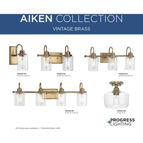 Aiken 3 Light 23 inch Vintage Brass Bath Vanity Light Wall Light