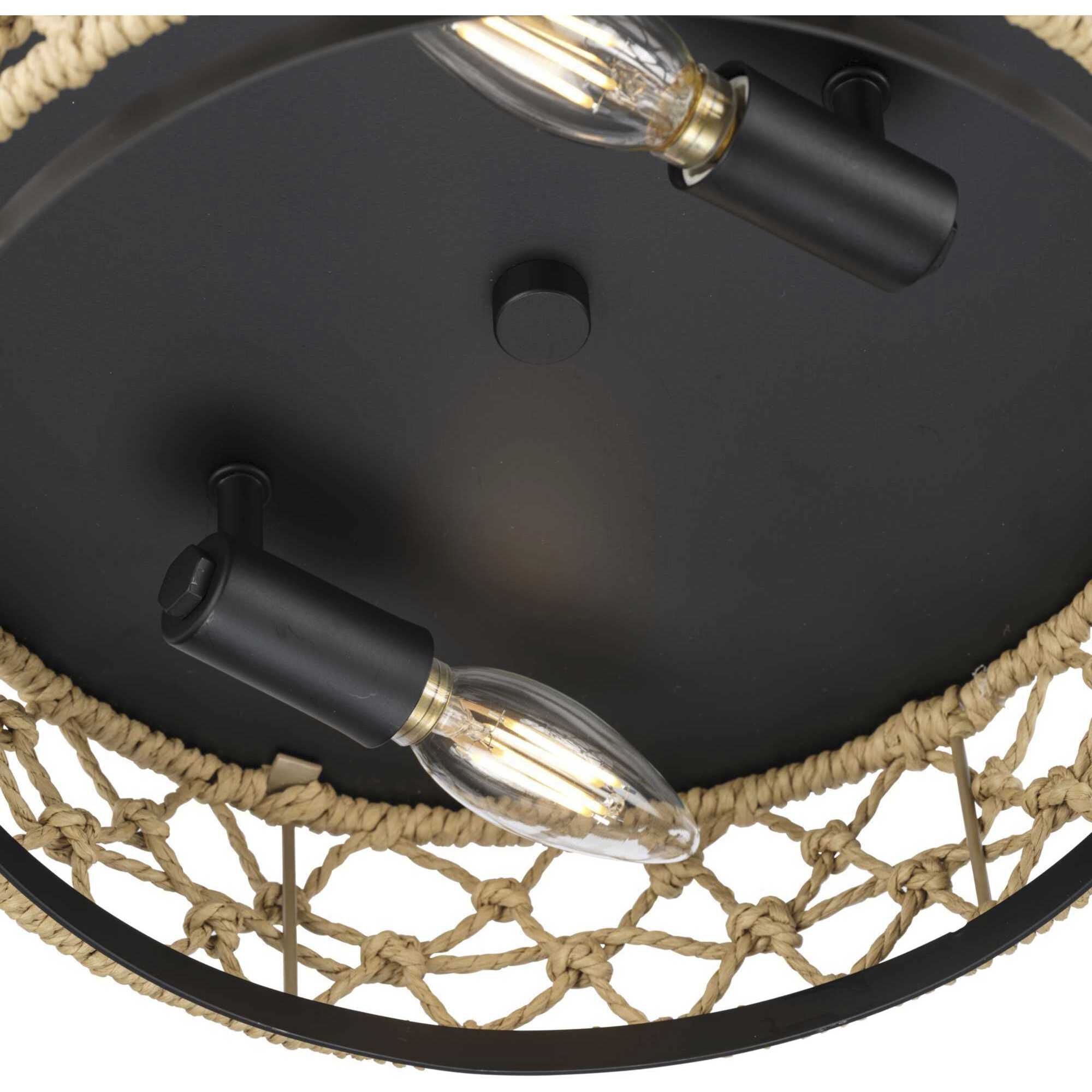 Chandra 2 Light 12 inch Matte Black Flushmount Ceiling Light, Design Series