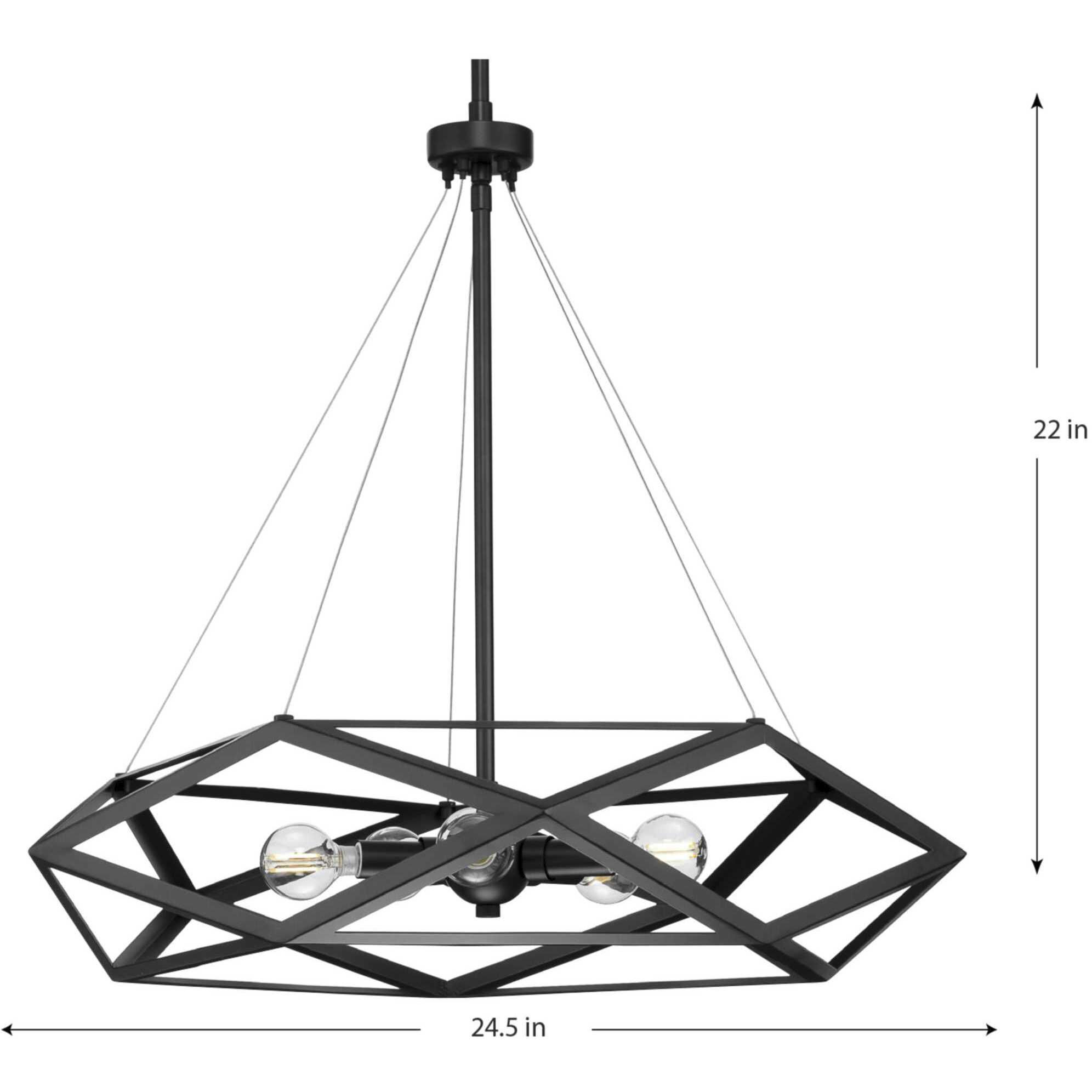 Saucedo 5 Light 24.5 inch Matte Black Pendant Ceiling Light, Design Series