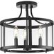 Gilliam 3 Light 13 inch Matte Black Semi-Flush Mount Ceiling Light