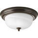 Dome Glass CTC 2 Light 13.25 inch Antique Bronze Flush Mount Ceiling Light in Alabaster Glass