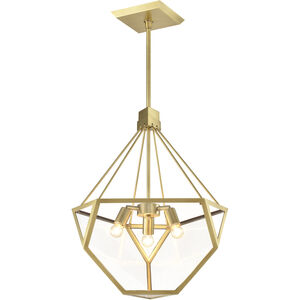 MoonBow 3 Light 18 inch Aged Brass Chandelier Ceiling Light