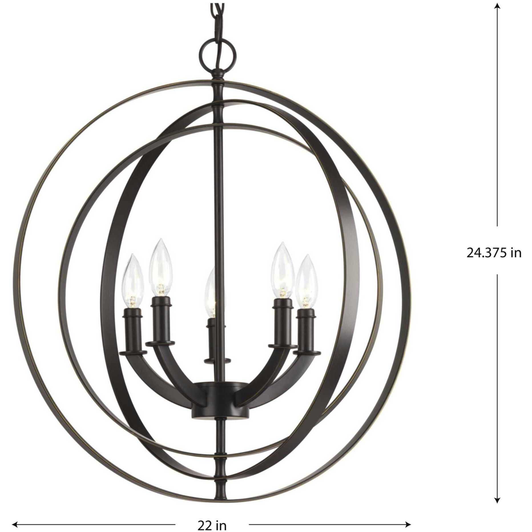 Equinox 5 Light 22 inch Antique Bronze Chandelier Ceiling Light