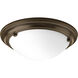 Eclipse 2 Light 15 inch Antique Bronze Close-to-Ceiling Ceiling Light in Satin White Glass