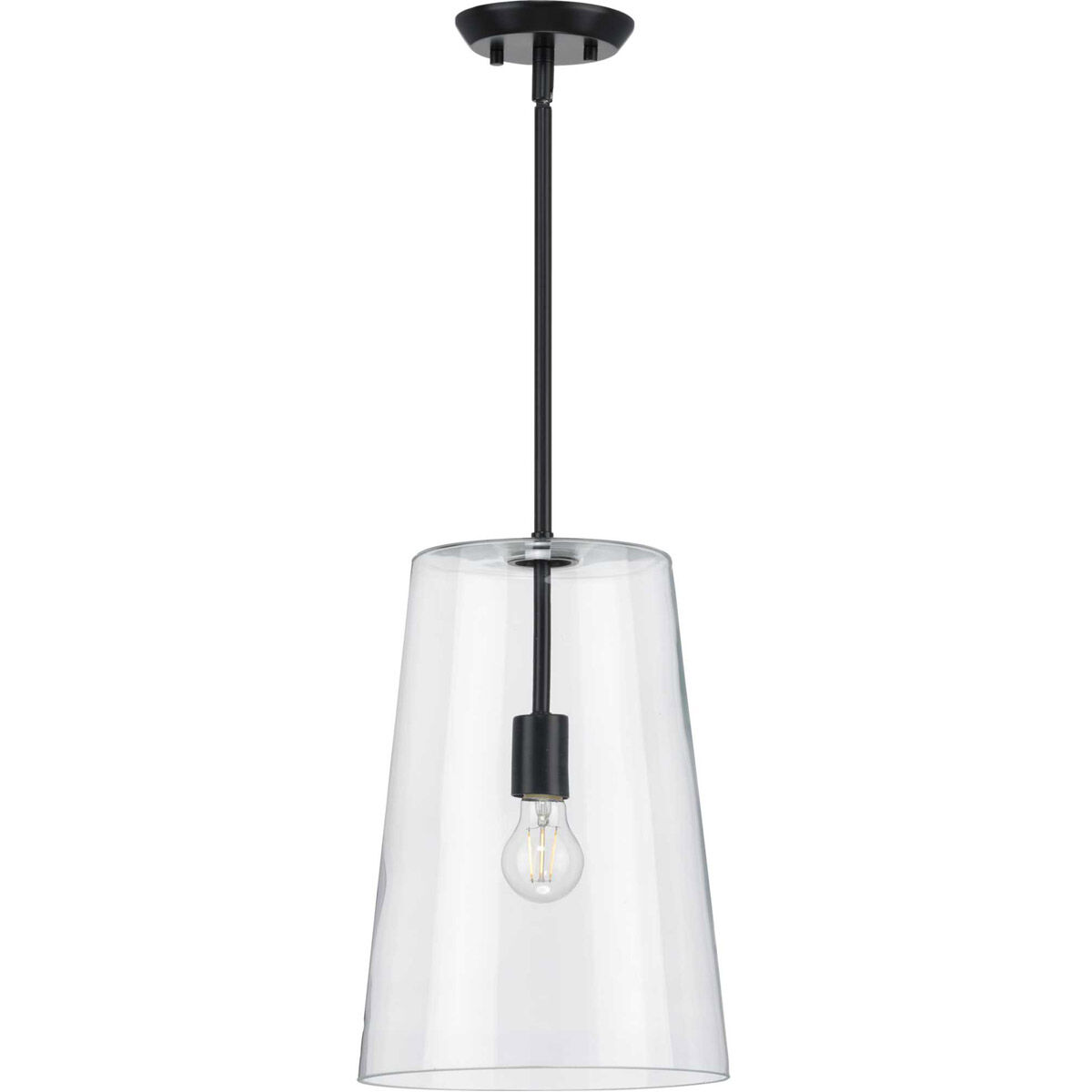 Clarion 1 Light Matte Black Pendant Ceiling Light, Medium 