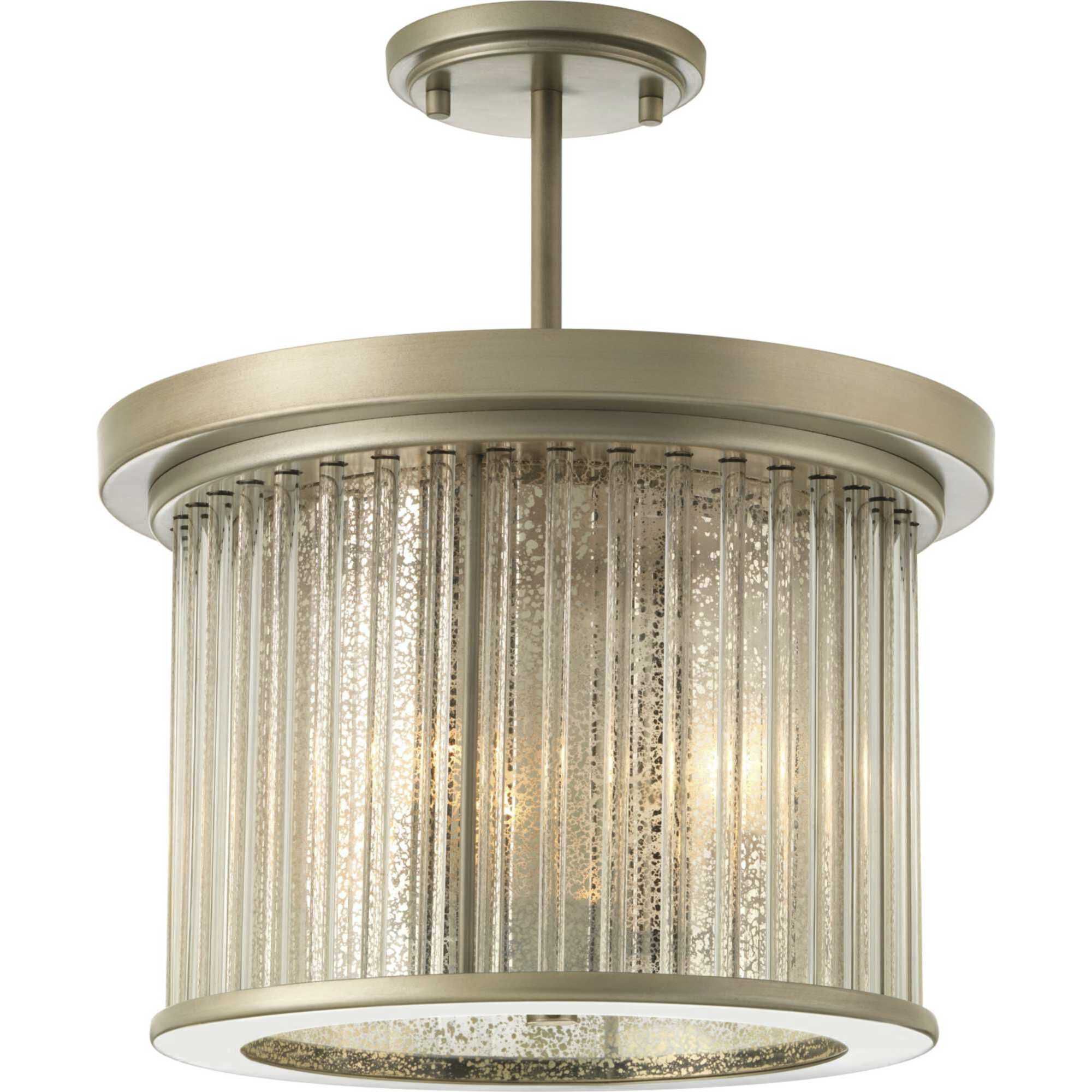 Point Dume™ Sequit Point 3 Light 14 inch Antique Nickel Semi-Flush Convertible Ceiling Light, Design Series
