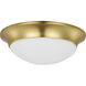 Etched Glass Close-to-Ceiling 2 Light 14 inch Satin Brass Flush Mount Ceiling Light