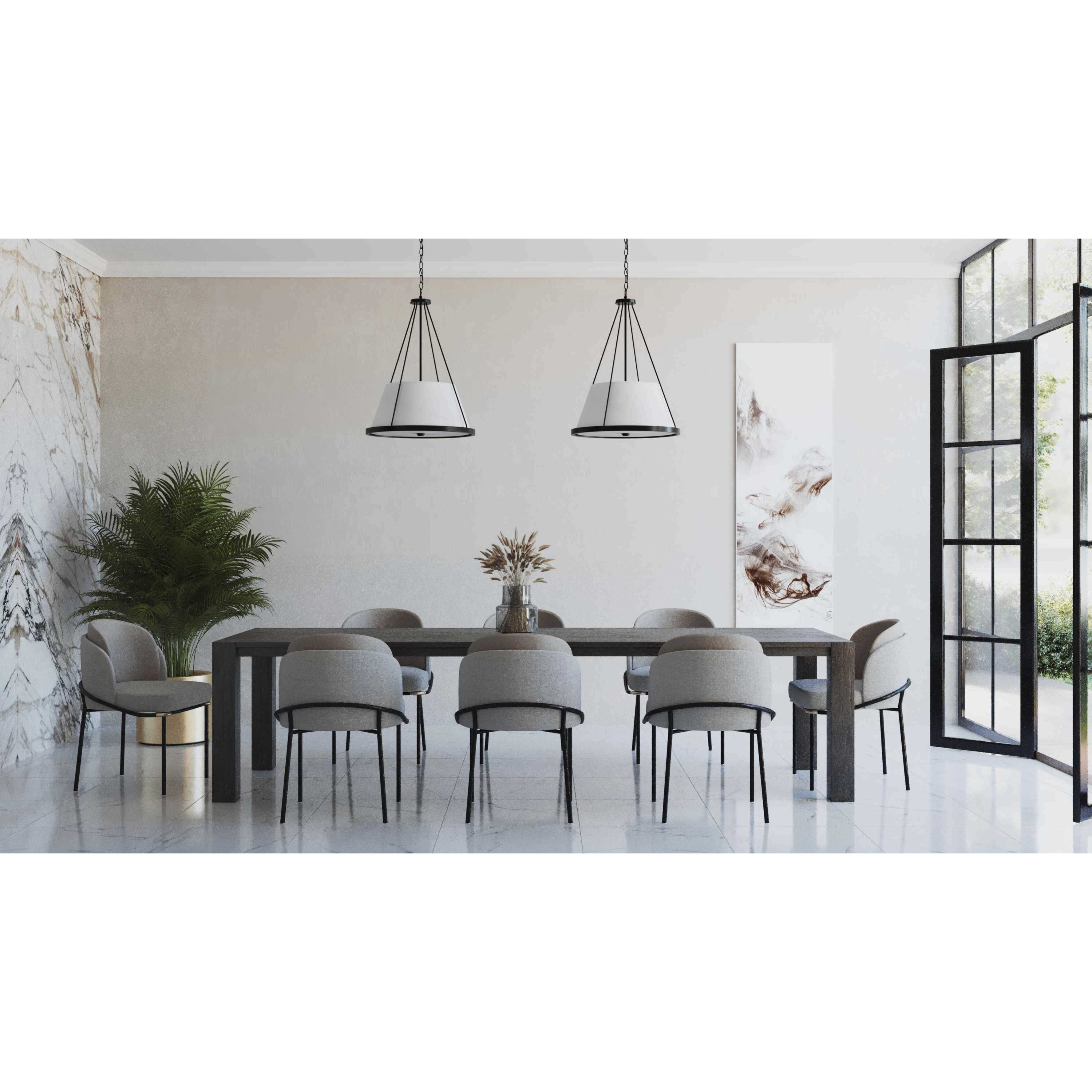 Saffert 3 Light 22 inch Matte Black Pendant Ceiling Light, Design Series