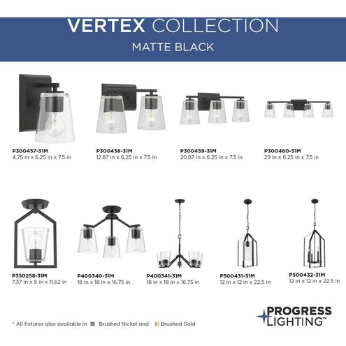 Vertex 3 Light 18 inch Matte Black Convertible Chandelier Ceiling Light