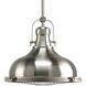 Fresnel Lens 1 Light Brushed Nickel Pendant Ceiling Light in Standard