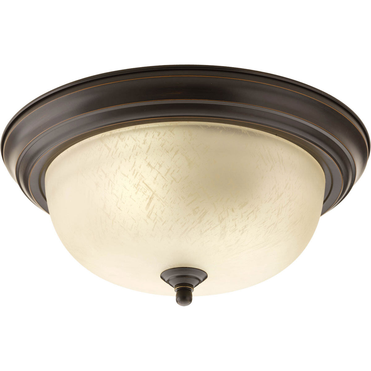 Dome Glass CTC 2 Light 13.25 inch Antique Bronze Flush Mount Ceiling Light in Etched Umber