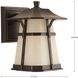 Derby LED LED 8 inch Antique Bronze Outdoor Wall Lantern in Etched Seedy Umber Watermark Glass, Small, Progress LED