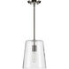 Clarion 1 Light 9 inch Brushed Nickel Pendant Ceiling Light, Small