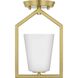 Vertex 1 Light 5 inch Brushed Gold Semi-Flush Mount Ceiling Light