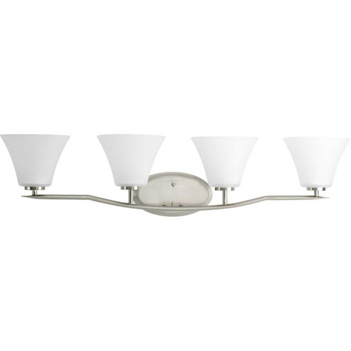 Bravo 4 Light 37 inch Brushed Nickel Bath Vanity Wall Light in Bulbs Not Included, Etched