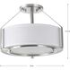 Ratio 3 Light 16 inch Brushed Nickel Semi-Flush Convertible Pendant Ceiling Light, Design Series
