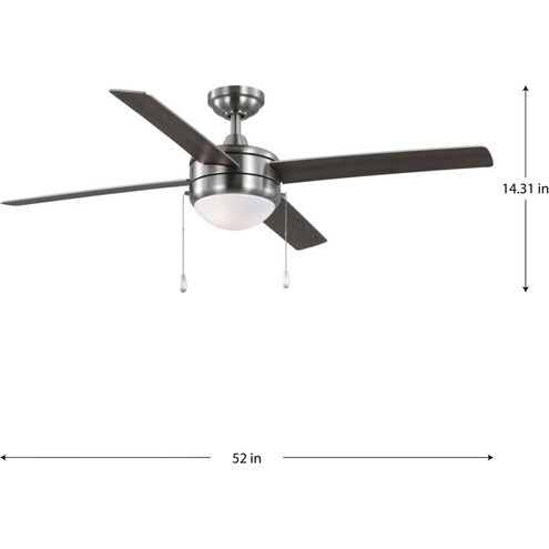 McLennan II 52 inch Brushed Nickel with Brushed Nickel and Walnut Blades Ceiling Fan