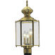 BrassGUARD 3 Light 21 inch Polished Brass Outdoor Post Lantern
