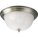 Melon Glass 3 Light 15 inch Brushed Nickel Flush Mount Ceiling Light