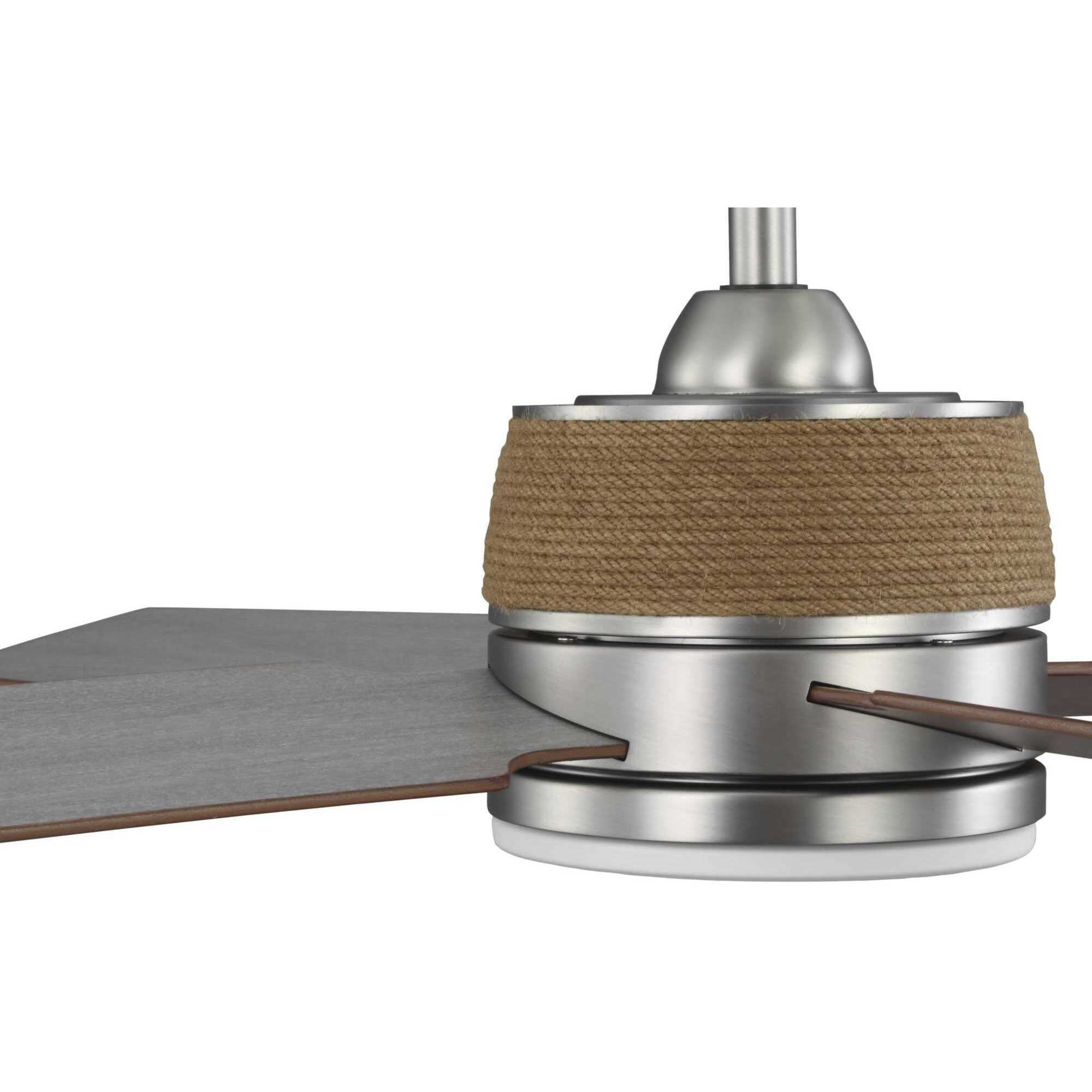 Shaffer II 56 inch Antique Nickel with Classic Walnut/Grey Weathered Wood Blades Ceiling Fan, Progress LED