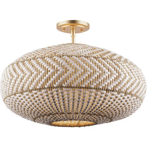 Zanzibar 4 Light 22 inch Soft Gold Semi Flush Ceiling Light