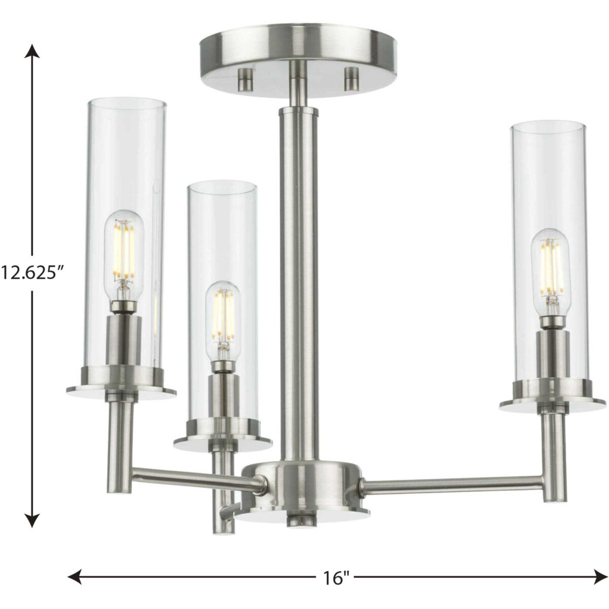 Kellwyn 3 Light 16 inch Brushed Nickel Semi Flush Mount Convertible Ceiling Light